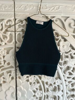 Babaton Aritzia Ribbed Crop Tank Dark Teal XS Sleeveless Top